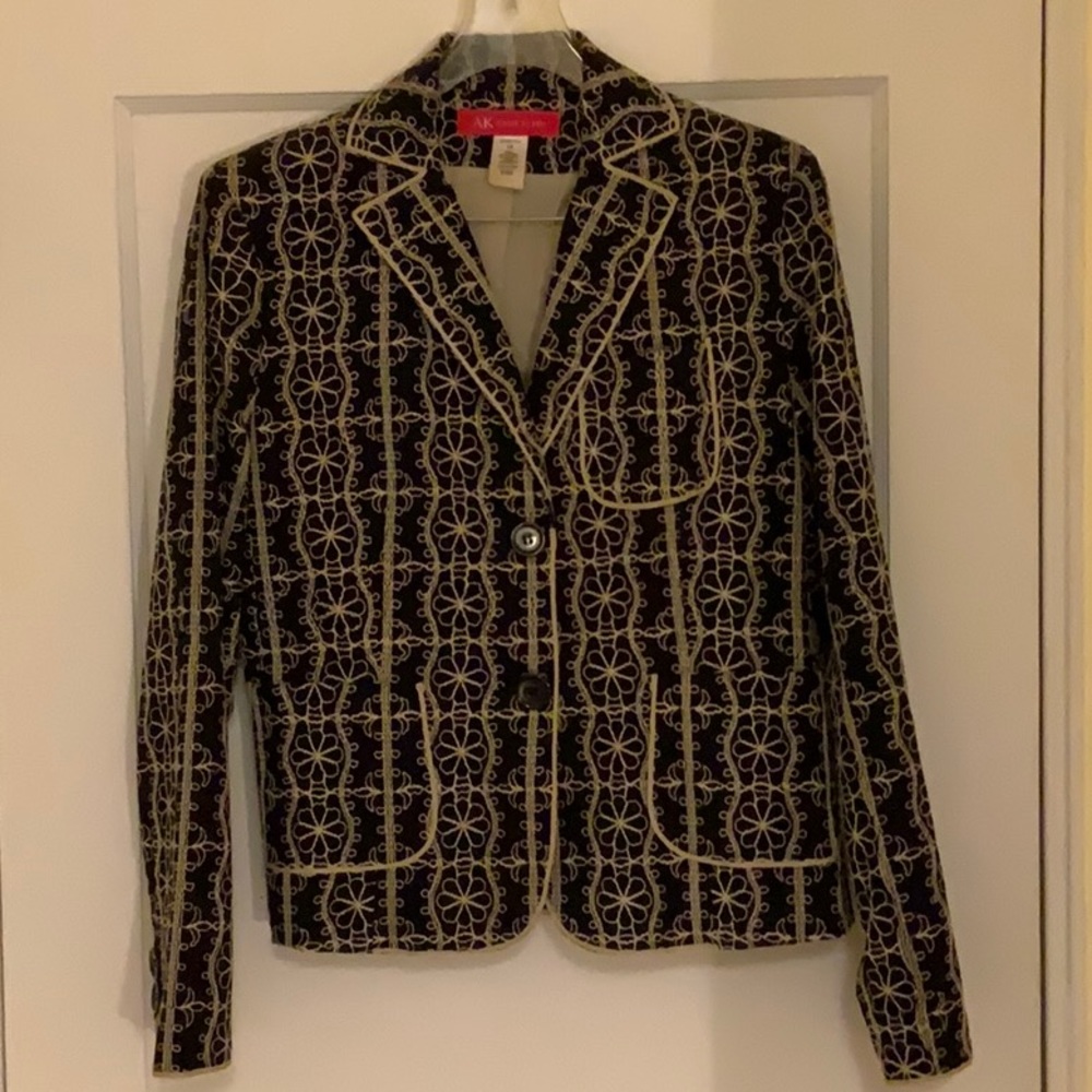 AK Anne Klein Black/Beige Jacket, Size 10